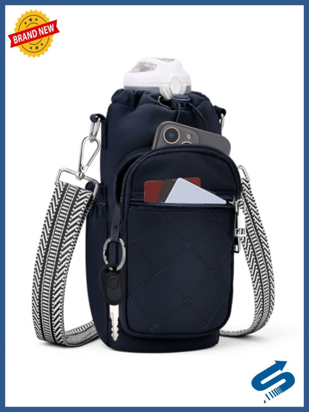 Insulated Water Bottle Carrier Bag Crossbody Sling with Phone Pocket RFID
